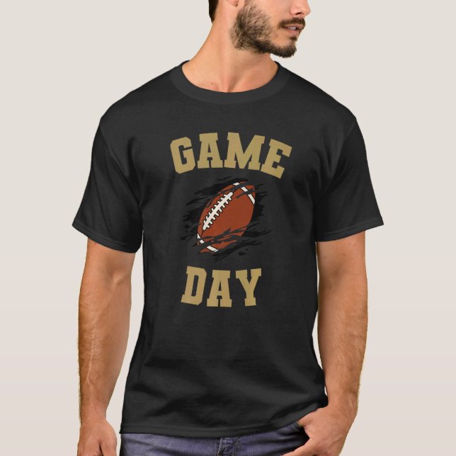 Game Day Kick Off Football Red Black Yellow Team F T-Shirt (Front)