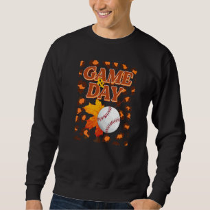 Game Day Leopard Autumn Leaves Baseball Mum Bleac Sweatshirt