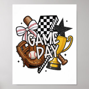 Game Day Mama Baseball Mum For Women Girl Kid  Poster