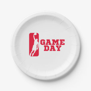 Game day march madness basketball paper plate