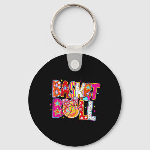 Game Day Sketll Coquette Bow Softll Colorful Lover Key Ring