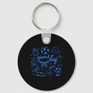 Game Day Soccer Coquette Bow Men Women Kids Key Ring