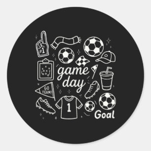 Game Day Soccer Foam Finger Cleats And Goal Vibes  Classic Round Sticker