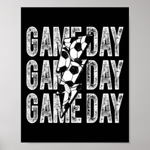 Game Day Soccer Lightning Bolt Soccer Mom Dad Boy  Poster