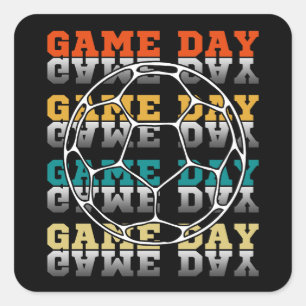 Game Day Soccer Lover Colour Typography Square Sticker