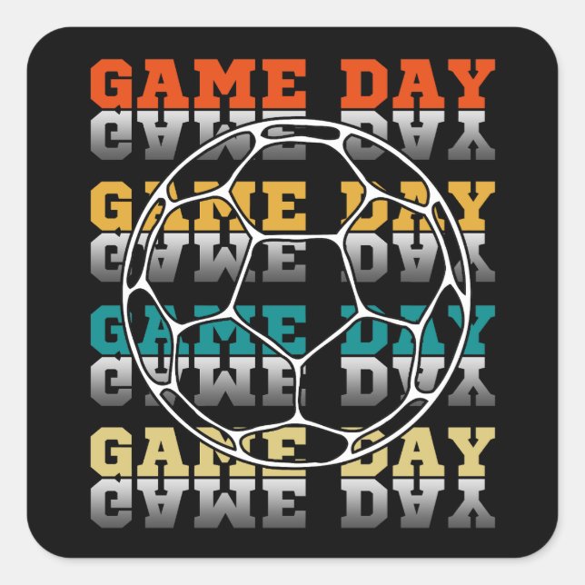 Game Day Soccer Lover Colour Typography Square Sticker (Front)