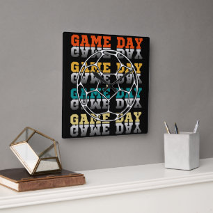 Game Day Soccer Lover Colour Typography Square Wall Clock
