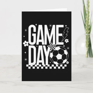 Game Day Soccer Season Mom Retro Checkered Lightni Card