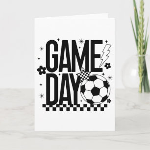Game Day Soccer Season Mum Retro Chequered Lightni Card
