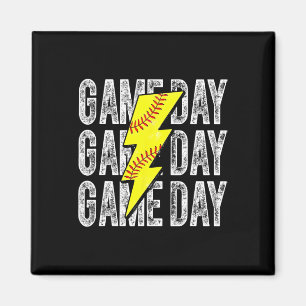 Game Day Softll Lightning Bolt Softll Mom Dad Girl Magnet