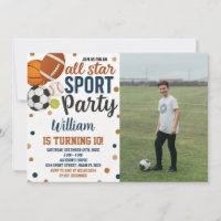 Game Day Sports Birthday Invitation