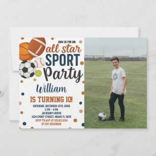 Game Day Sports Birthday Invitation