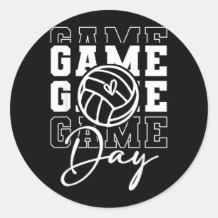 Game Day Sports Game Day Volleyball Classic Round Sticker