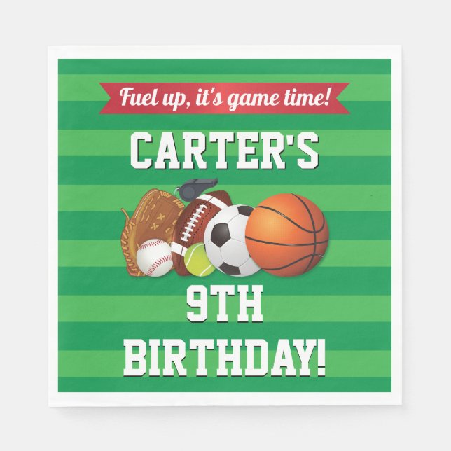 Game Day Sports Team Birthday Napkin (Front)