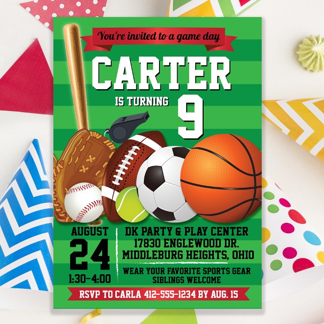 Game Day Sports Team Birthday Party Invitation (Creator Uploaded)