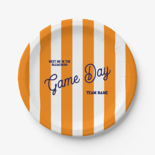 Game Day Team Name Meet Me In The Bleachers Orange Paper Plate