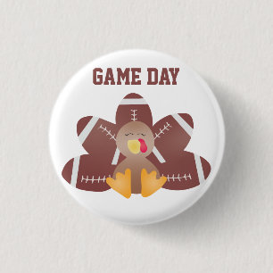 Game Day Turkey Football Feathers 3 Cm Round Badge