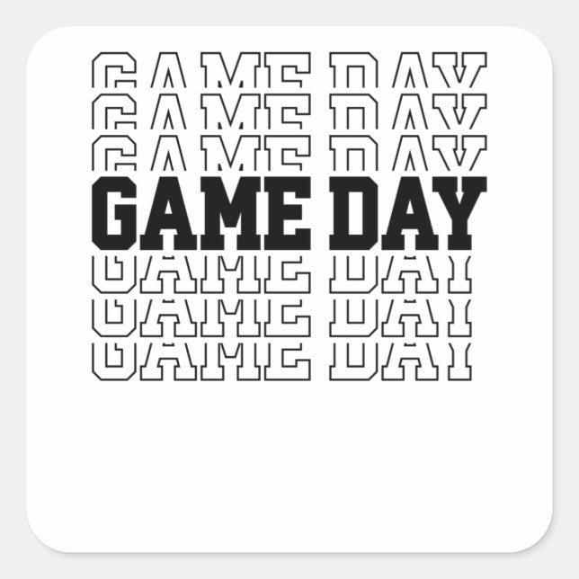 Game Day Typography Art Sports Games Men Women Square Sticker (Front)