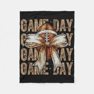 Game Day Vibe Vintage Coquette Bow Football For Wo Fleece Blanket