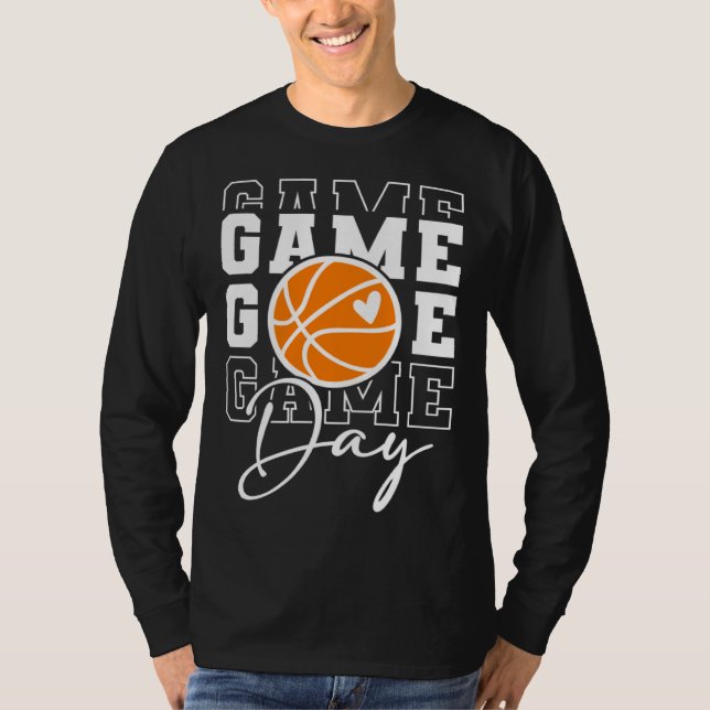 Game Day Vibes Basketball Fan Mom Grandma Auntie M T-Shirt (Front)