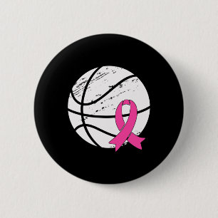 Game Day Vibes Breast Cancer Awareness Pink Basket 6 Cm Round Badge