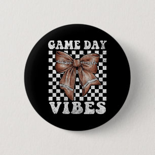 Game Day Vibes Coquette Bow Football Mama Football 6 Cm Round Badge