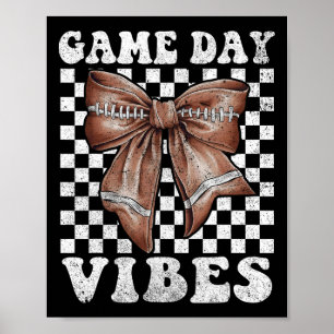 Game Day Vibes Coquette Bow Football Mama Football Poster