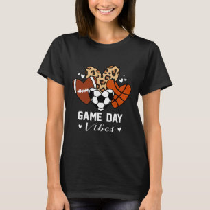 Game Day Vibes Funny Soccer Sketll Footll Mum Hear T-Shirt