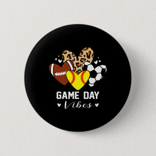 Game Day Vibes Funny Softll Footll Soccer Mum Hear 6 Cm Round Badge