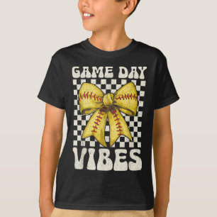 Game Day Vibes Groovy Coquette Bow Softball Women T-Shirt