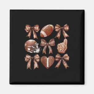 Game Day Vibes Heart Meme Coquette Bow Football Wo Magnet