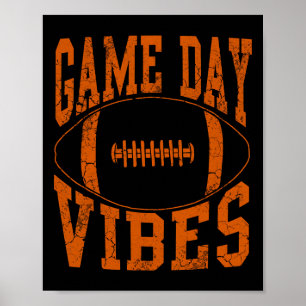 Game Day Vibes Orange Football Vintage Distressed Poster