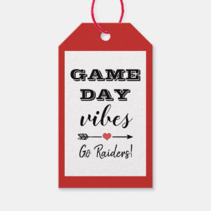 Game Day Vibes Team Heart Personalised Text Gift Tags