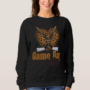 Game Day Vibes Women Mum Bleached Leopard Heart Ho Sweatshirt