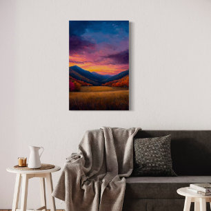 Game Day – Vibrant Autumn Mountain Sunset Landscap Canvas Print