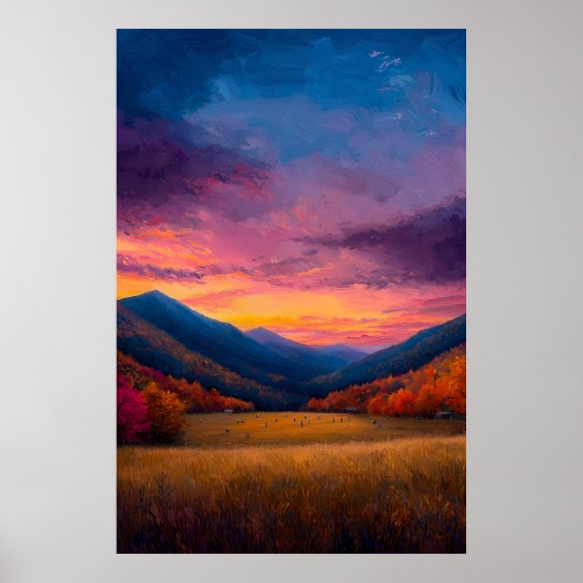 Game Day – Vibrant Autumn Mountain Sunset Landscap Poster (Front)