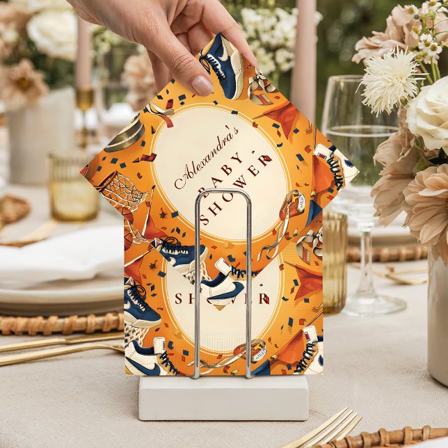 Game Day Vintage Basketball Baby Shower Napkin (Creator Uploaded)