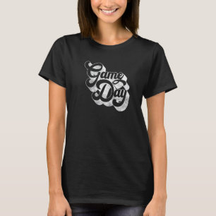 Game Day Vintage White Print Sports Soccer Footbal T-Shirt