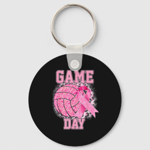 Game Day Volleyball Breast Cancer Awareness Nk Rib Key Ring