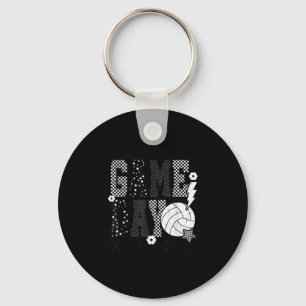 Game Day Volleyball Checkered Funny Volleyball  Key Ring