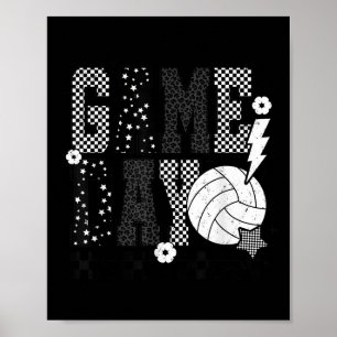 Game Day Volleyball Checkered Funny Volleyball Poster