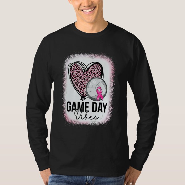 Game Day Volleyball Leopard Heart Volleyball Mom P T-Shirt (Front)