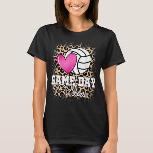 Game Day Volleyball Leopard Print Women Ladies Vol T-Shirt