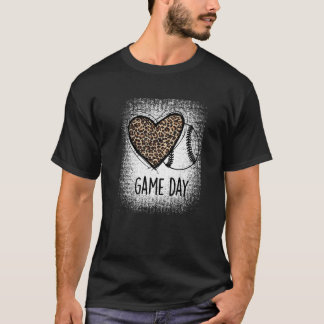 Game Day With Leopard Heart baseball  Mum T-Shirt