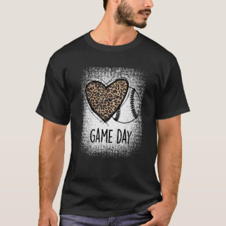 Game Day With Leopard Heart baseball   Mum T-Shirt