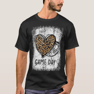 Game Day With Leopard Heart Football Lovers Mum Bl T-Shirt