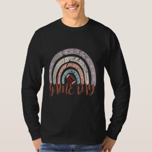 Game Day With Leopard Rainbow Football  Mum Rainbo T-Shirt