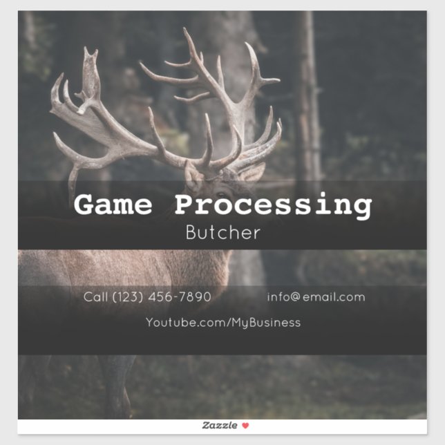 Game Deer Processing Vehicle Advertising Sticker (Sheet)