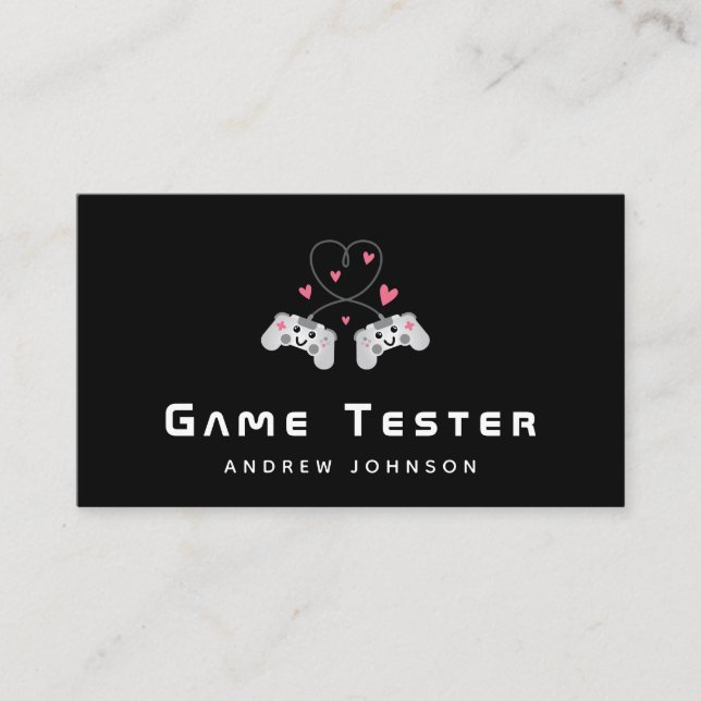 Game Developer Tester Cute Joystick Controller Business Card (Front)