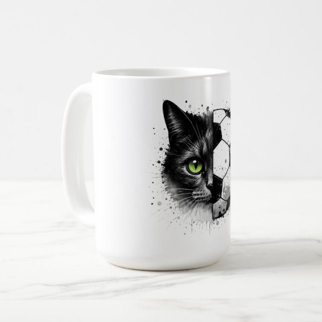 Game Face | Half Cat Half Football Graphic Tee Coffee Mug (Front Left)